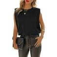 thumbnail image 2 of Liacowi Women Crew Neck Padded Shoulder Tank Tops Sleeveless Summer Tee Shirts Loose Casual Tops Blouse, 2 of 5