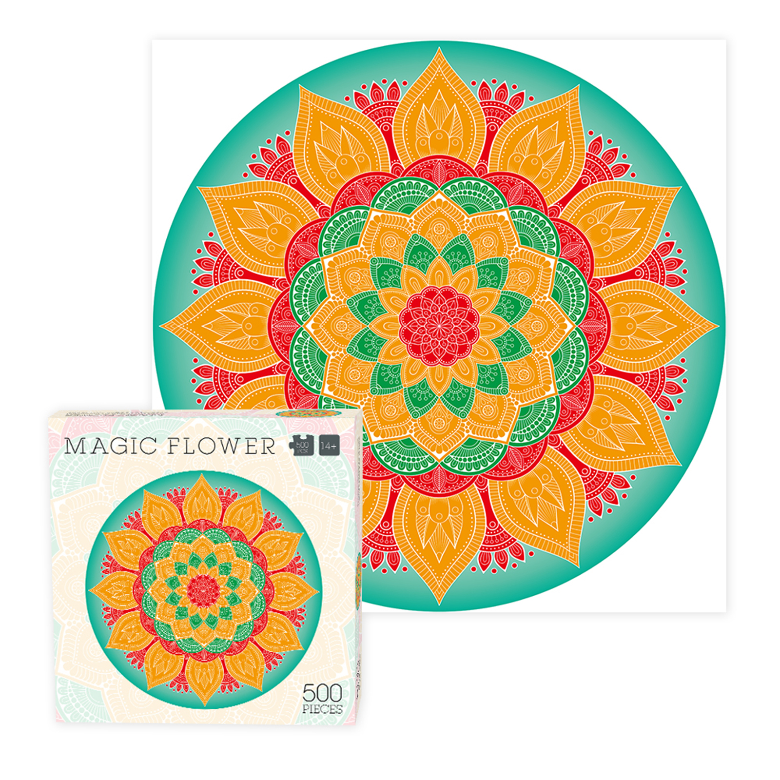 Vingtank 500 Piece Round Jigsaw Puzzle for Kids Adults DIY Magic Flower Puzzle Toy Circular