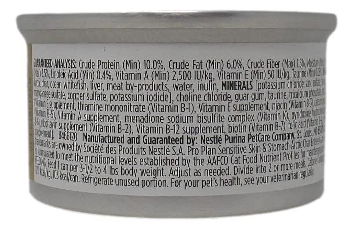 Wet Grain-Free Cat Food Sensitive Skin and Stomach Formula 2 Flavor (3) Each: Arctic Char Fish, Duck Entree (3 Ounces) | MerlinsMart Zine & Catnip Toy | Pro Plan