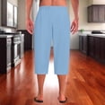 thumbnail image 7 of RYDCOT Men's Capri Pants Loose Fit Elastic Waist Baggy Casual Straight Leg Pajama Pants Sky Blue, 7 of 7