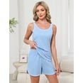 thumbnail image 4 of Women's Cotton Pajamas Set - Summer Sleeveless Tank Top & Shorts 2-Piece Sleepwear, Lounge Set for Women, Sizes S-XXL, 4 of 12