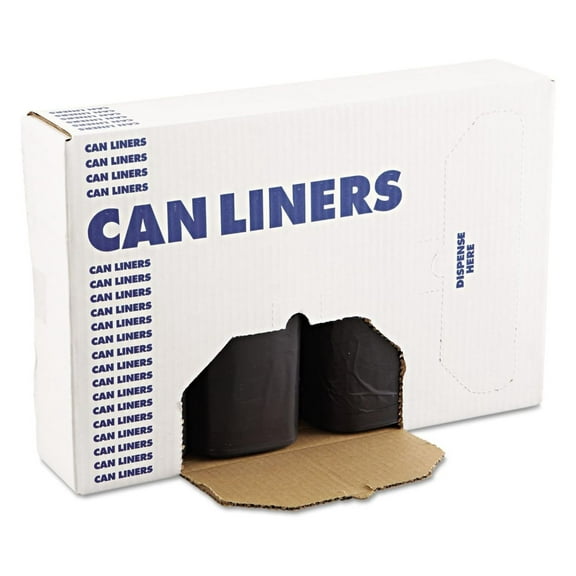 X7658SKKR01 38 in. x 58 in. 60 gal. 1.2 mil Recycled Low-Density Polyethylene Can Liners - Black (100/Carton)