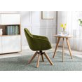 thumbnail image 3 of Modern Swivel Office Chair Dining Chair with Rubber Wood Legs &Thick Felt Foot Pads, Velvet Tufted Upholstered Accent Chair, Cute Vanity Chair Armchair for Living Room Bedroom, Olive, 3 of 7