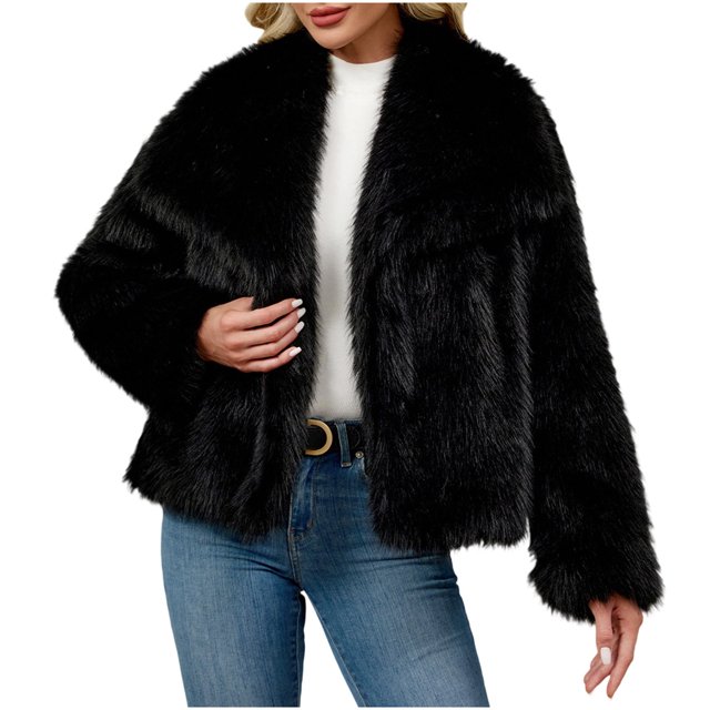 Hvobtty Veste en Molleton Décontractée à Manches Longues pour Femme, Manteau Chaud en Fausse Fourrure pour Femmes Dames, Manteau d'Hiver Uni à Col Rabattu