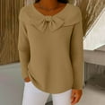 thumbnail image 2 of Bow Knot Crew Sweaters for Women Casual Ribbed Knit Pullover Long Sleeve Fall Outfits 2025 Sweaters Round Neck Solid Knit Pullover Tops Business Casual Outfit Thermal Clothes, 2 of 6