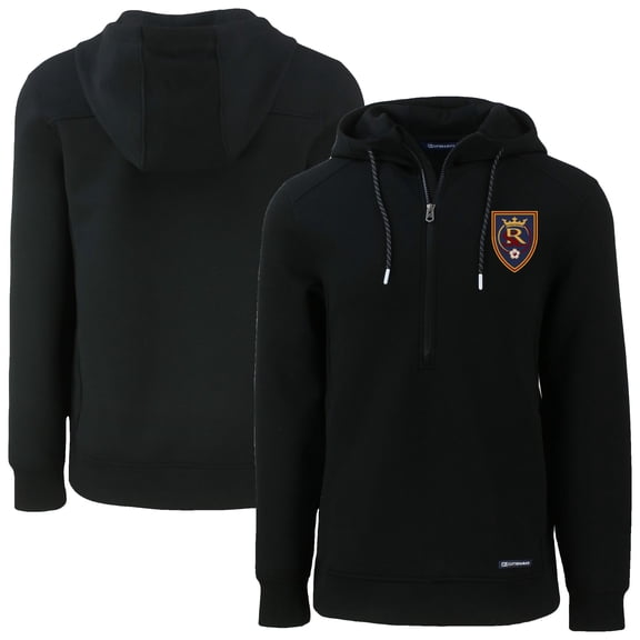 Men's-Cutter & Buck  Black Real Salt Lake Roam Eco Half-Zip Recycled Tri-Blend Half-Zip Hoodie