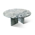 thumbnail image 4 of Blue gray natural marble coffee table, small table, living room table, natural stone, Ø27.6 h12.6 Inch/Ø70 h32 cm, genuine marble, real marble  RR, 4 of 5