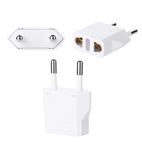 Bates- European Plug Adapter, 3 pc, Travel Adapter, US to Europe Plug Adapter, EU Adapter, Electrical Adapters, Converter Plug, European Outlet Adapter, Travel Plug Adapter, Converter Plug for Europe