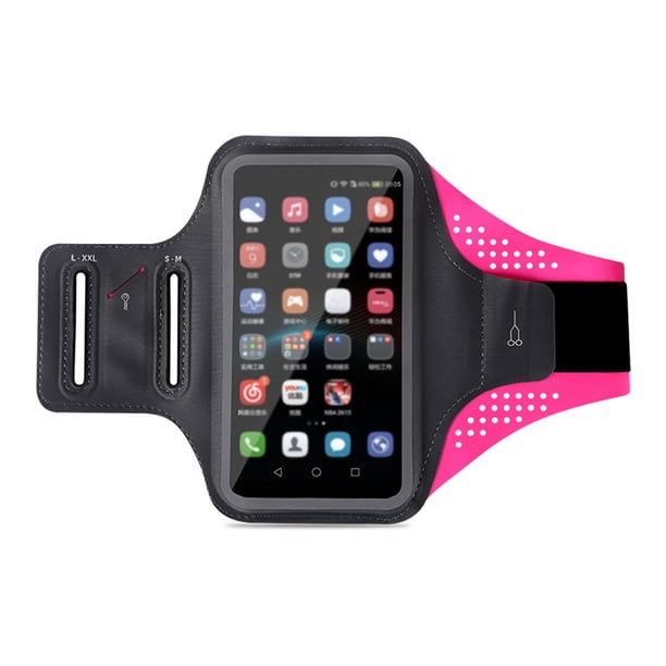Hukapapa Bolso para el brazo para teléfono móvil para deportes al aire libre, funda para el brazo, bolso para el brazo para fitness, cinturón para el brazo impermeable de licra ultrafino.rojo