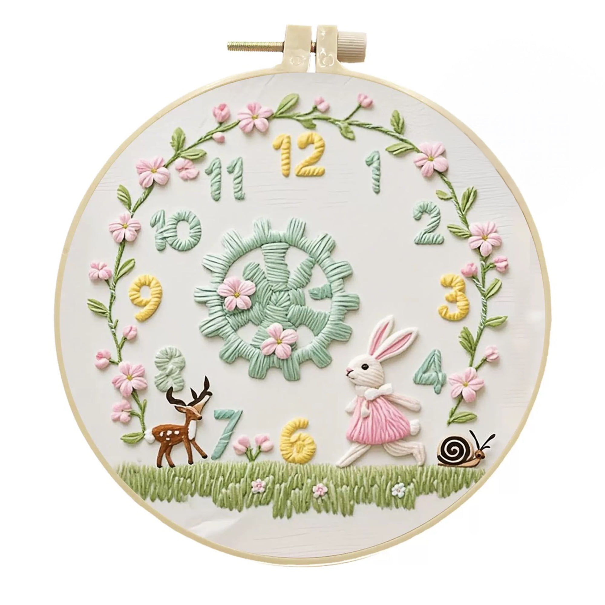 4 Pack Clock Embroidery Kits for Beginners Cute Clock Pattern Hand Embroidery Starter Kit with Hoop Threads and Tools