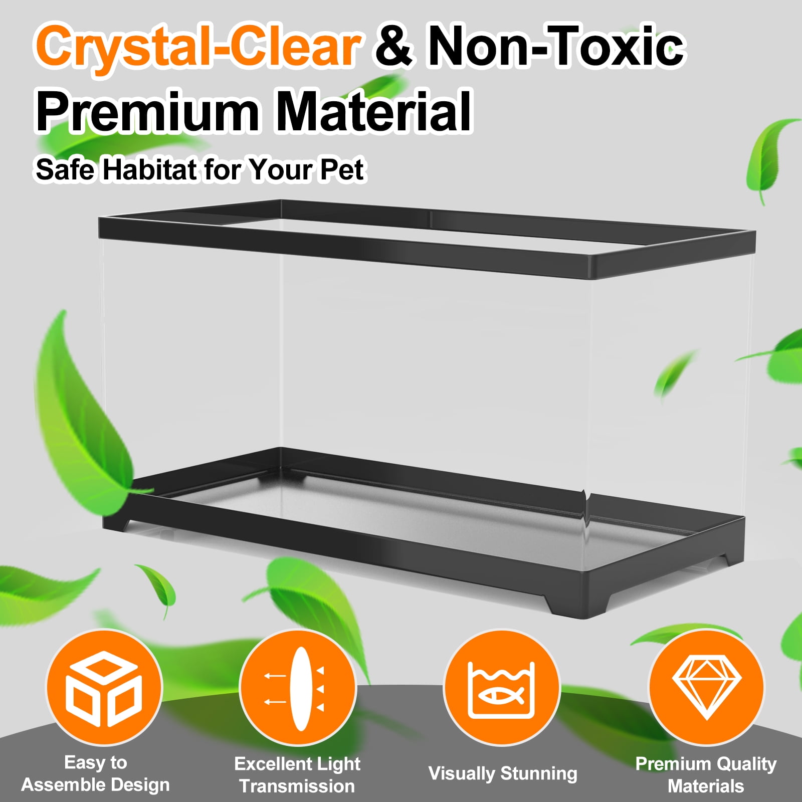 4.8 Gallon Turtle Tank Kit, All-in-One with Basking Platform, Heat Lamp & Rain Filter - 15.74 Inch Reptile Habitat for Small Turtles, Hatchlings, Aquatic Pets
