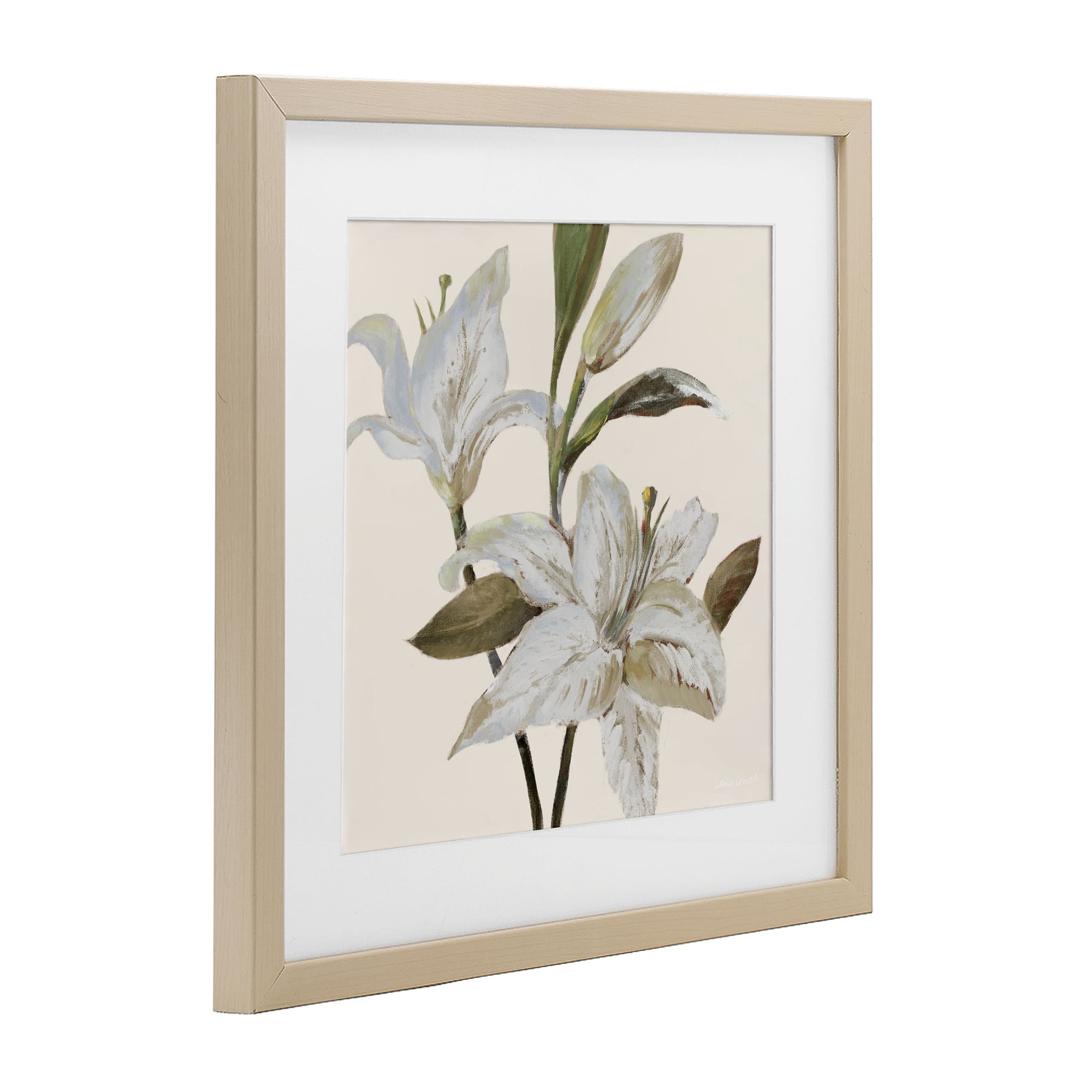 Stupell Industries Lilies Soft Beige Birch Framed Print Under Glass, design by Lanie Loreth