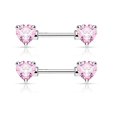 thumbnail image 2 of PIERCE ME (2pcs) Double Front Facing Pink Heart CZ Nipple Rings, 2 of 4