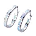 thumbnail image 2 of 1 Pair Lady Hoop Earrings Faux Moonstone Geometric Round Circle Shape Lightweight Smooth Alloy Birthday Anniversary Valentines Day Gift Ear Jewelry, 2 of 8