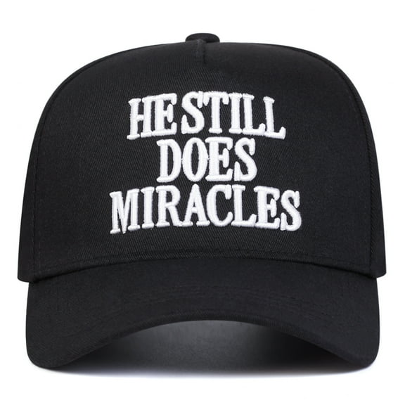 [Stylish Baseball Cap] Lightweight Polyester Men's "HESTILL DOES MIRACLES" Embroidered Baseball Cap Stylish 5Panel, Adjustable, Snapback Closure, Ideal for Casual, Outdoor, Travel, and Beach Use