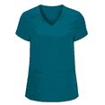 thumbnail image 3 of Women's Scrubs Set Medical Uniform Comfortable V-Neck Top and Cargo Pant Set with Pockets, Breathable Cool Scrubs Stretch 93 Polyester/7 Spandex, L Size, Teal, 3 of 6