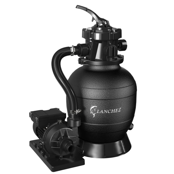 LANCHEZ Pompe de Filtration de Sable pour Piscine hors Terre, 12 Pouces, 1/3 HP, 2400 GPH, Valve à 6 Voies, pour Piscines jusqu'à 7000 Gallons, Lot de 1