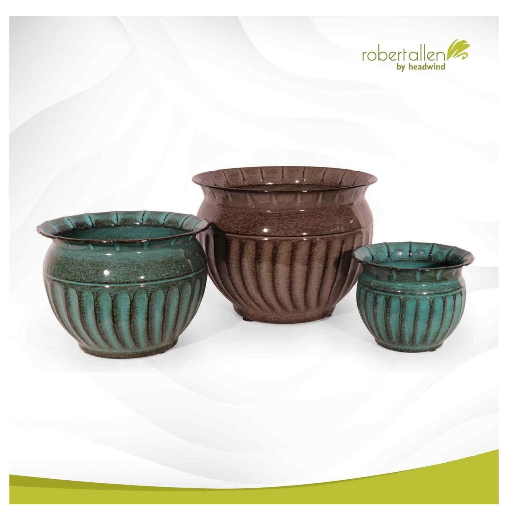Ironstone Sutton Classic – 10" Brown Decorative Planter with Glossy Durable Finish with Drainage Plug – Lightweight Indoor & Outdoor Flower Pot Use by Robert Allen