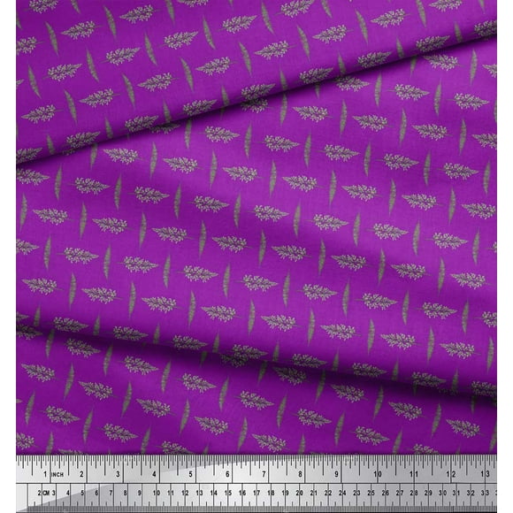 Soimoi Purple Rayon Fabric Mimosa Pudica Leaves Fabric Prints By Yard 42 Inch Wide