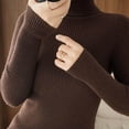 thumbnail image 4 of Olyvenn Stylish Womens Ribbed Turtleneck Long Sleeve Pullover Sweaters, Soft Stretch Thermal Lightweight Blouse, Basic Ribbed Tees Coffee 8-10, 4 of 4