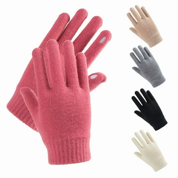 Yoyauz Winter Knitted Gloves, Men's And Women's Touch Screen Cold Weather Gloves, Full Finger Warm Non-Slip Gloves For Hiking