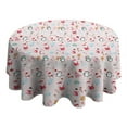 thumbnail image 4 of Pink Christmas Santa and Penguin Pattern Round Tablecloth 60"x60",Wrinkle Wipeable Table Cloth for Kitchen Dining Room Picnic Patio Party, 4 of 6