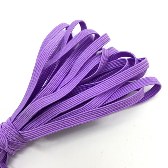 5 YARDS Braided Flat Elastic Stretch Band for Sewing, Crafts, DIY Mask - 1/4" (6mm): US Stock Ready to Ship from Chicago (Purple)
