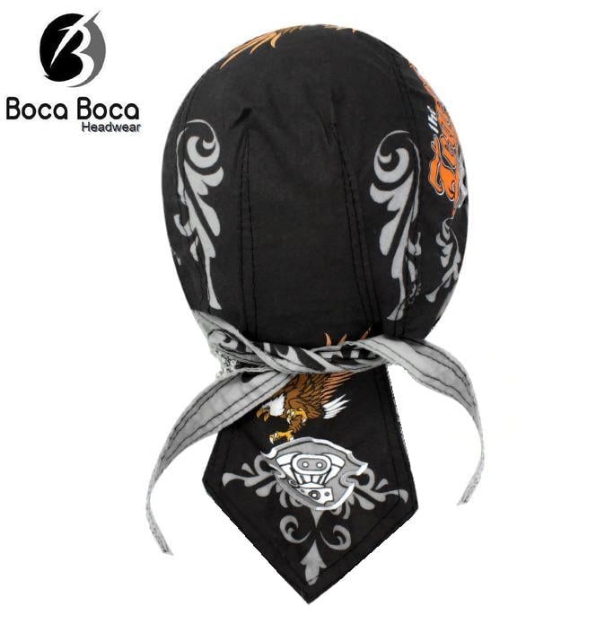 Du-Rag Biker Danbanna Deluxe In Cotone Nero, Teschio, Unisex, Fascia Per Capelli - Foto 2