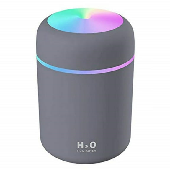 300ml Mini Ultrasonic Cool Mist Humidifier,7 Color LED Night Light,2 Mist Mode,Auto Shut-Off for Car,Home,Office,Travel (Grey)