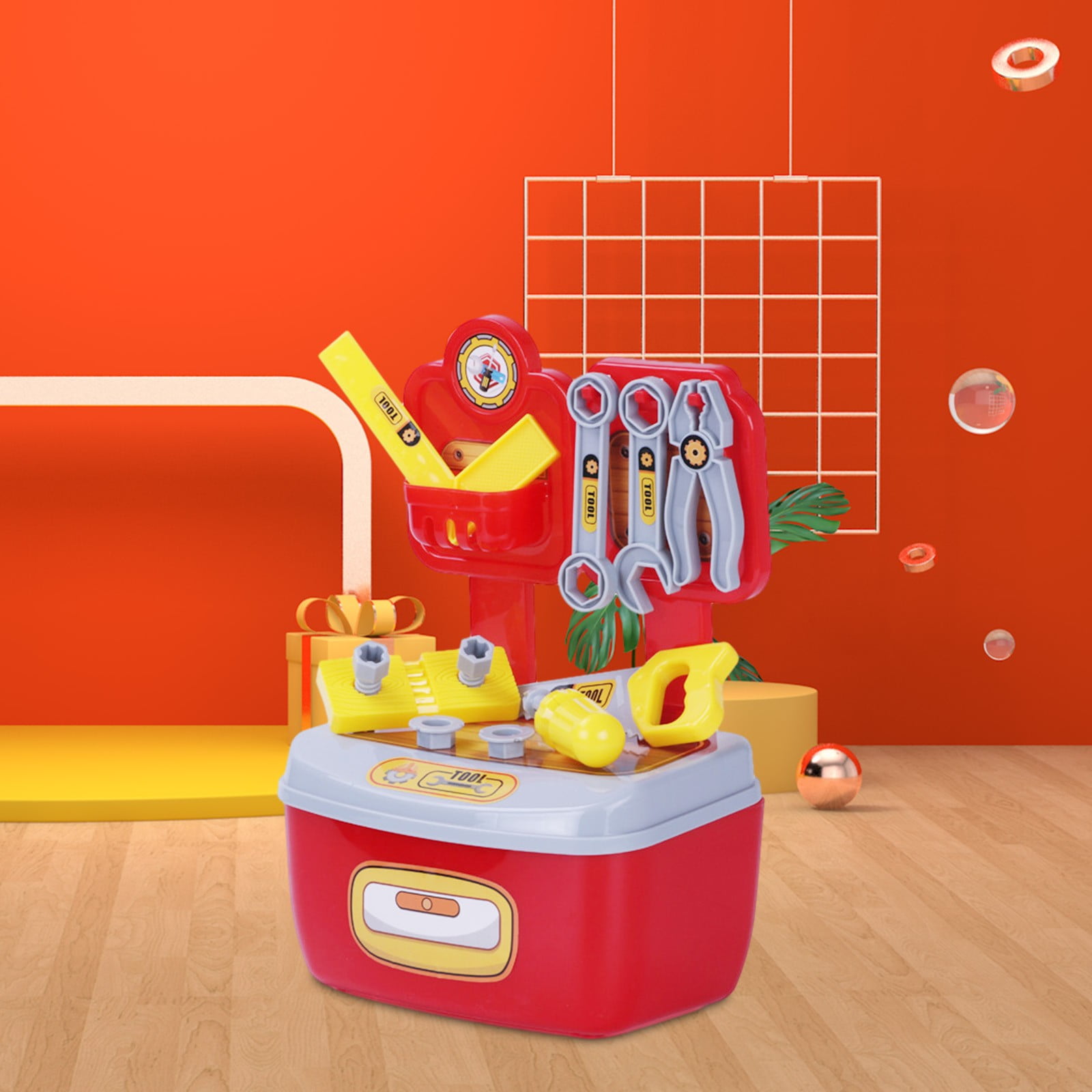 Toddler Toys Clearance! Kids Toy Gifts QTOCIO Children's DIY Toy Sets, Children's Tool Sets, DIY Toy Engineer Tools, Pretend Game Tools, Birthday Gifts For Boys And Girls Aged 3, 4, 5, 6, 7, 8, Red