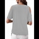thumbnail image 3 of Blusas con Hombros Descubiertos para Mujer, Grandes, Cuello en V, Corta, Ropa de Verano, Túnicas Abotonadas, Gris, Talla S, 3 of 7