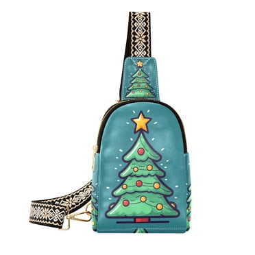 Cute Christmas Tree Crossbody Bags Backpack Chest Bag Shoulder Bag Waist Bag for Outdoor Travel Hiking Fitness Cycling