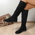 thumbnail image 3 of Women's Bowknot Knee High Boots Slouch Suede Bow Low Heels Winter Fall Knee Length Long Tall Boots, 3 of 7
