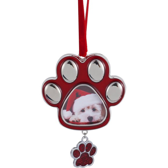 Paw Christmas Hanging Ornament Gift- Christmas Ornament with Picture Frame, Christmas Tree Ornaments Decorations Decorative Hanging 2024 Annual Holiday Keepsake Gift Metal (Paw)