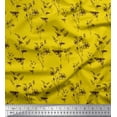 thumbnail image 1 of Soimoi Yellow Poly Georgette Fabric Leaves & Flower Floral Print Sewing Fabric Yard 42 Inch Wide, 1 of 1