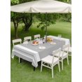 thumbnail image 3 of Outdoor Tablecloth with Umbrella Hole & Zipper, Grey Rectangle Tablecloth 60x84 Inch, Farmhouse Striped Vertical Art Modern Patio Table Cover Waterproof Table Cloth for Picnic/Party, 3 of 7