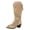 Beige, variant on Breathable Mesh Hollow Open Toe Tall Western Boots for Ladies, V-Cut Shaft Chunky Heel Leather Knee Boots, Light Footwear Black 7.5(40)