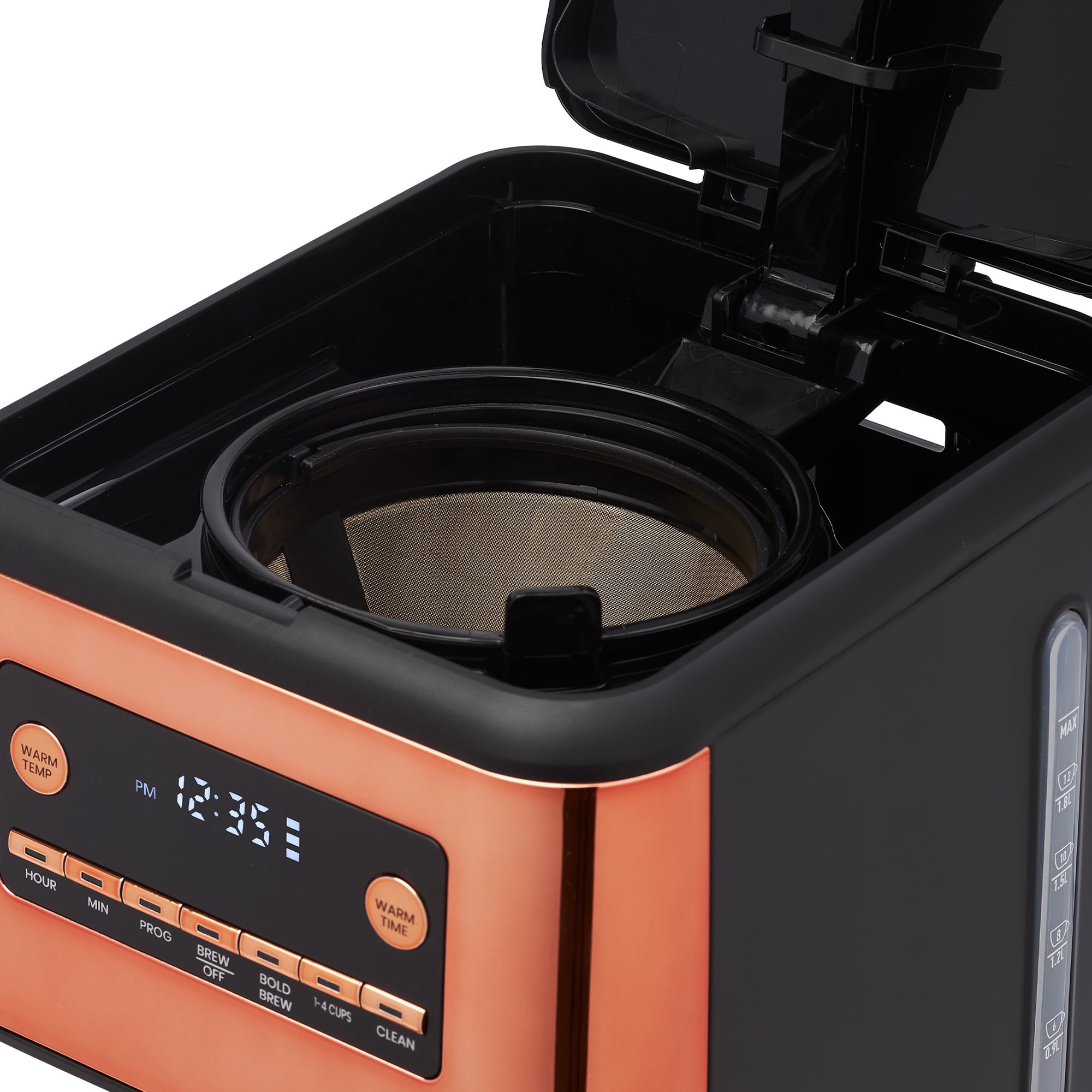 Haden Generous Brew 14 Cup Programmable Digital Coffee Maker, Black/Copper