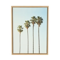 Kate and Laurel Sylvie Four Palm Trees Framed Canvas Wall Art by Simon Te Tai, 18 x 24 Natural