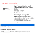 thumbnail image 2 of Right Passenger Side Door Handle - Compatible with 1965 - 1967 Pontiac Catalina 1966, 2 of 2