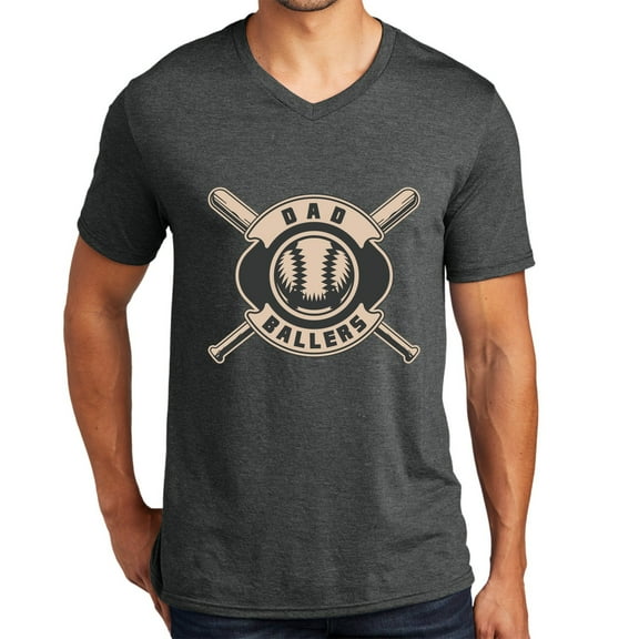 Big Size Dad of Ballers Men's Big Size District Perfect Tri V-Neck T-Shirt - Black Frost XL