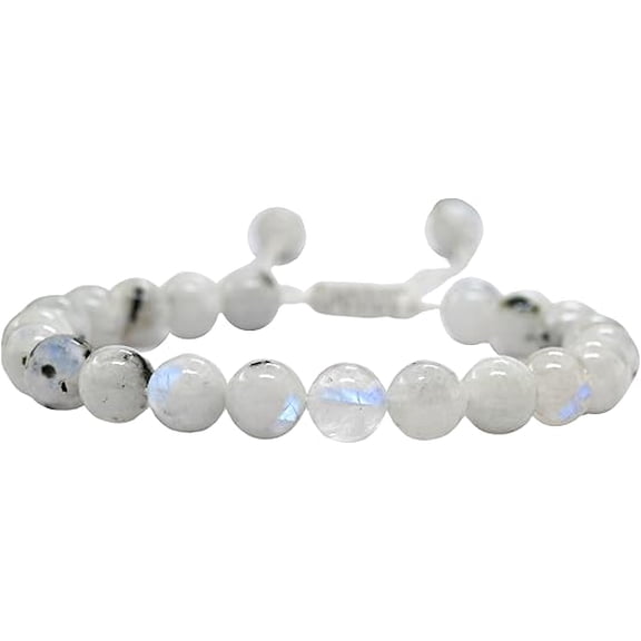 Rainbow Moonstone Crystal Bracelet - 8mm Beaded Bracelet and Healing Stones