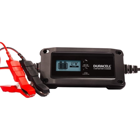 Duracell DRMC4A 4 Amp Battery Charger Maintainer with LCD Display for 6V, 12V, Lithium Ion Battery
