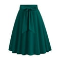 thumbnail image 2 of YUEJUIR Long Skirts for Women Ladies Solid Color Bow Belt Retro Pocket A Line Skirt Faldas Para Mujer Black Skirt for Women Women Skirt (Green,XL), 2 of 5