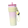 thumbnail image 4 of Vaso térmico portátil de 710 ml con tapa, regalo de cumpleaños, a prueba de fugas, reutilizable, botella de agua térmica para el trabajo y el hogar. Amarillo, 4 of 8