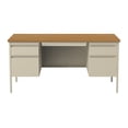 thumbnail image 2 of Hirsh Double Pedestal Office Desk with Center Drawer for Home, Office, or School, 30" D x 60" W, Putty/Oak, 2 of 4