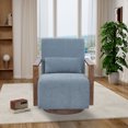 thumbnail image 2 of Modern Upholstered Swivel Accent Chair,360 Degree Swivel Side Armchair with Solid Wood Armrests and 1 Pillow for Hotel Bedroom Living Room Office Nursery Room (Blue), 2 of 8