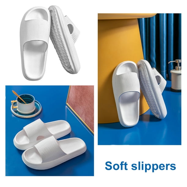 Cool Pantuflas Antideslizantes Casa Parejas Pantuflas Elásticas para Caminar (Blanco 38-39)