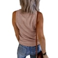thumbnail image 2 of Solid Color Women Sleeveless V-Neck Buttons Tank Tops Slim Fit Henley Camisole Shirt, 2 of 3