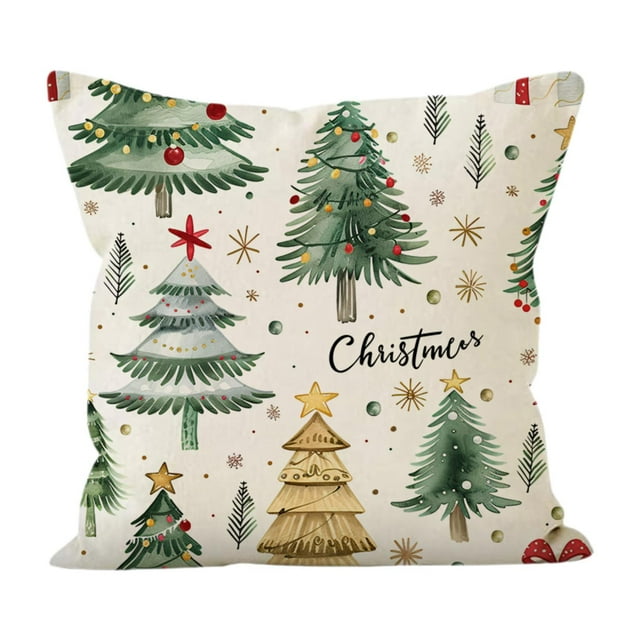 Funda de almohada navideña con estampado de funda de cojín de 45 cm x 45 cm, cómoda funda de cojín Impresión A del árbol de Navidad